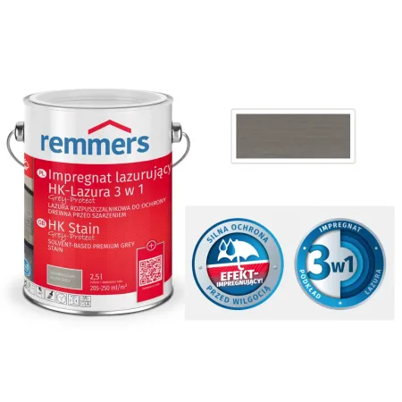 remmers Impregnat lazurujący HK-Lazura 3w1, Grey Protect 20L Grafitowy