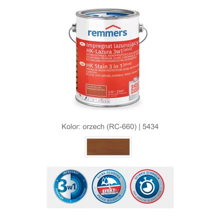 remmers Impregnat lazurujący HK-Lazura 3w1 [plus] 2,5L Orzech