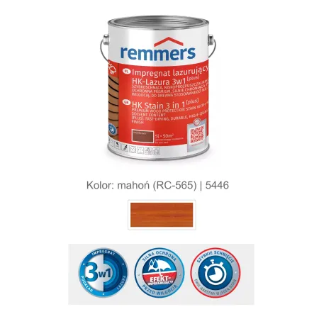 remmers Impregnat lazurujący HK-Lazura 3w1 [plus] 5L Mahoń