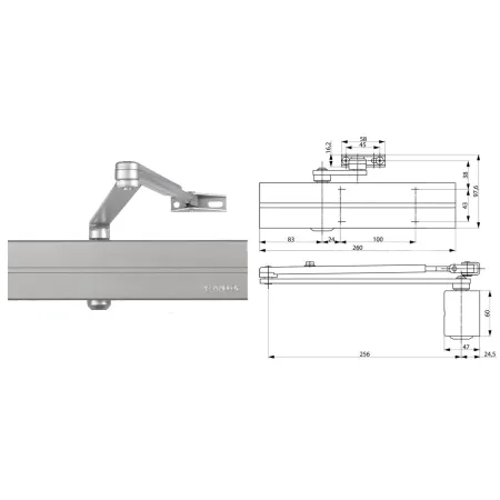 Assa Abloy Samozamykacz drzwiowy DC300 z ramieniem standardowym Srebrny