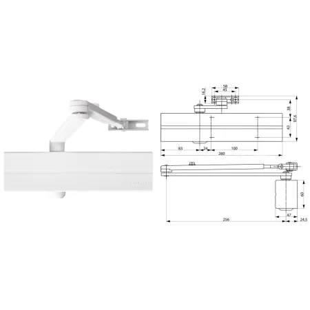 Assa Abloy Samozamykacz drzwiowy DC300 z ramieniem standardowym Biały