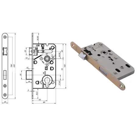 LOB Zamek do drzwi wewnętrznych Z7504 WC Limba