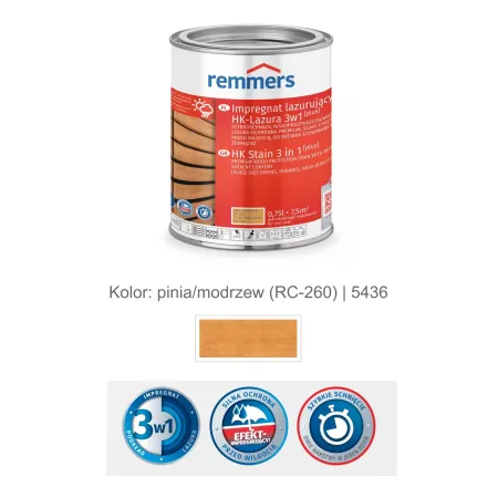 remmers Impregnat lazurujący HK-Lazura 3w1 [plus] 100ml Pinia/Modrzew