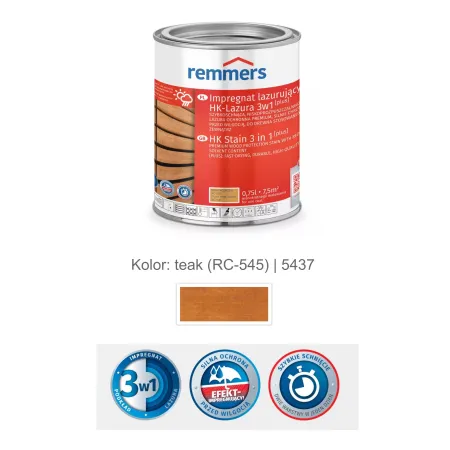 remmers Impregnat lazurujący HK-Lazura 3w1 [plus] 0,75L Teak