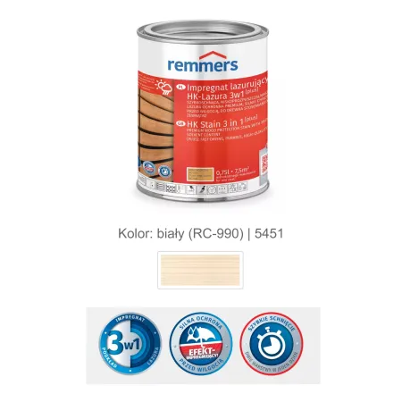 remmers Impregnat lazurujący HK-Lazura 3w1 [plus] 100ml Biały