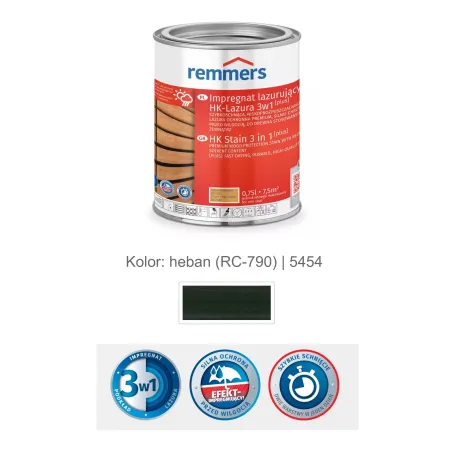 remmers Impregnat lazurujący HK-Lazura 3w1 [plus] 100ml Heban
