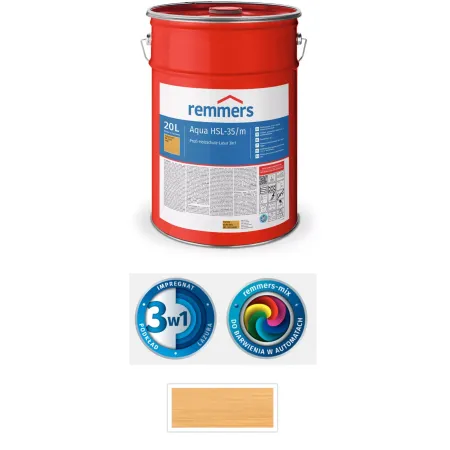 remmers Aqua HSL-35/m-Profi-Holzschutz-Lasur 3in1 20L Bezbarwny