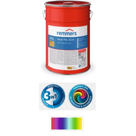 remmers Aqua HSL-35/m-Profi-Holzschutz-Lasur 3in1 20L Kolory niestandardowe