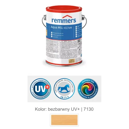remmers Aqua MSL-45/sm-Mittelschichtlasur UV+ 2,5L Bezbarwny
