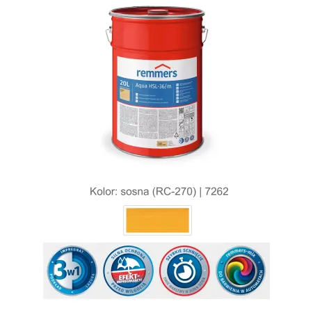 remmers Aqua HSL-36/m-Profi-Holzschutz-Lasur 3in1 20L Sosna