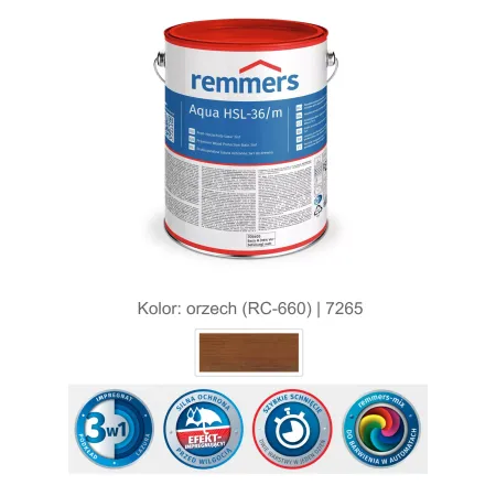 remmers Aqua HSL-36/m-Profi-Holzschutz-Lasur 3in1 5L Orzech