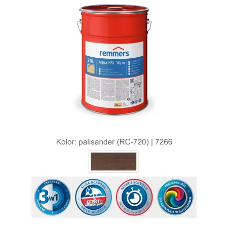 remmers Aqua HSL-36/m-Profi-Holzschutz-Lasur 3in1 20L Palisander