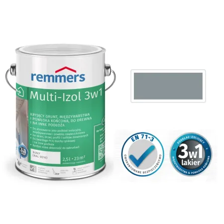 remmers Wodny Lakier izolujący do drewna Multi-Izol 3w1 0,375L srebrnoszary