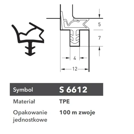 Deventer Uszczelka S 6612 (2x50m) 100m K0  Srebrny