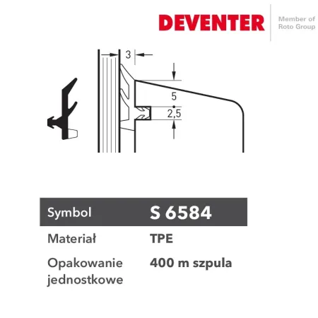 Deventer Uszczelka S 6584 400m KSP1  Brąz rustykalny