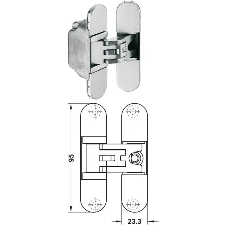 Hafele Zawias drzwiowy HAFELE STARTEC H2 kryty Chrom matowy