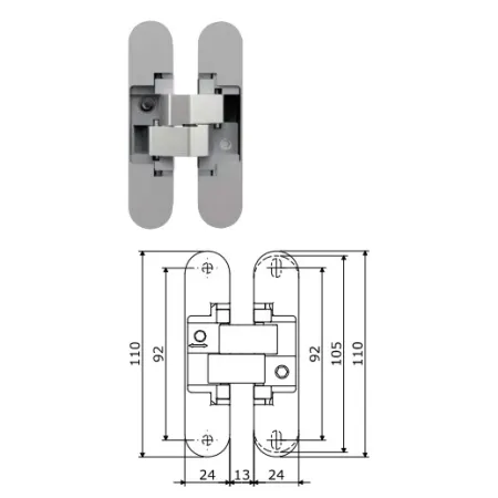 Hafele Zawias niewidoczny Anselmi Istar 505 chrom aluminium
