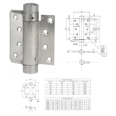 UE ZAWIAS WAHADŁOWY JEDNOKIERUNKOWY 125mm Nikiel