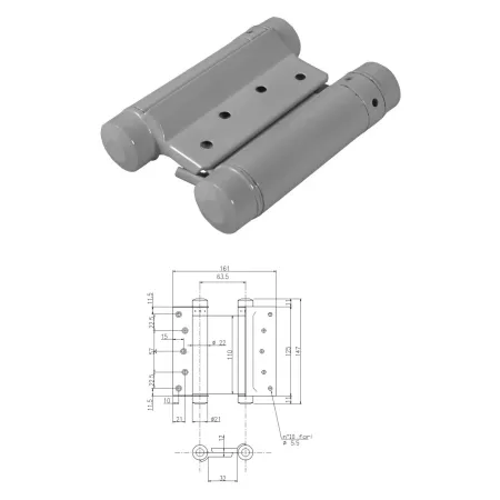 UE ZAWIAS WAHADŁOWY LAKIEROWANY 125mm Szary