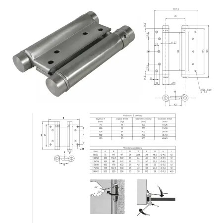 UE ZAWIAS WAHADŁOWY 175mm Stal nierdzewna