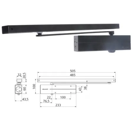 Assa Abloy Samozamykacz Assa Abloy DC135 z szyną ślizgową Czarny 9005