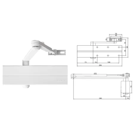 Assa Abloy Samozamykacz drzwiowy DC140 z ramieniem Biały