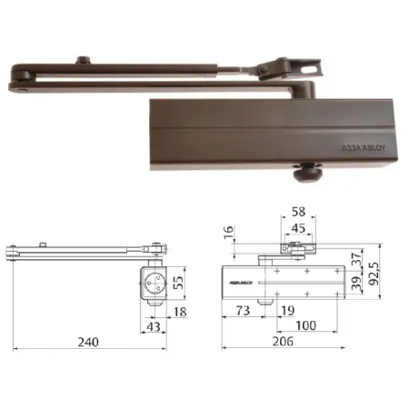 Assa Abloy Samozamykacz Assa Abloy DC140 z ramieniem Brązowy 8014