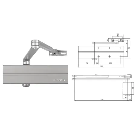 Assa Abloy Samozamykacz drzwiowy DC140 z ramieniem Srebrny