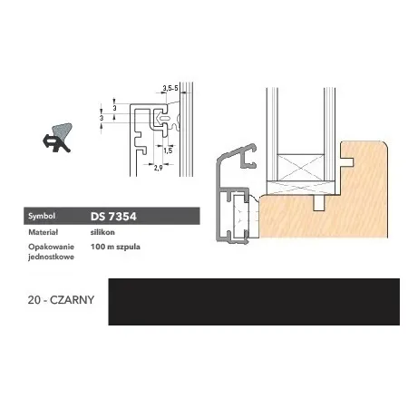 Deventer Uszczelka okienna silikonowa DS7354 – 100 m Czarny