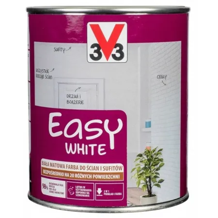 V33 Biała Farba do wnętrz EASY WHITE 1L Biały
