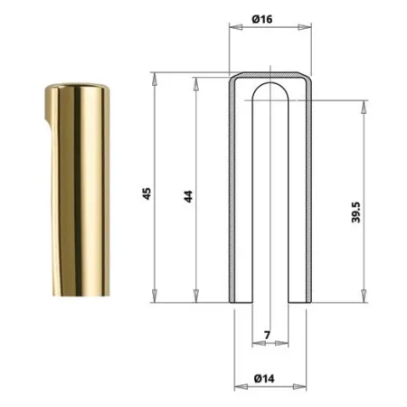 Otlav Osłonka aluminiowa zawiasu @14 mm Złoty