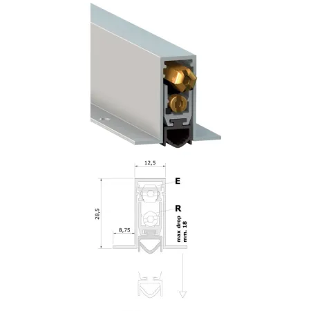 Hafele Uszczelka opadająca Comaglio 1800 830mm 