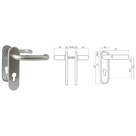 ISEO KLAMKA 72WB 45x170 mm, PPOŻ. Stal nierdzewna