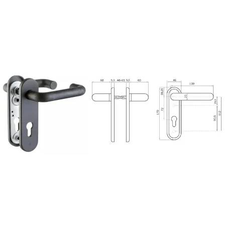 ISEO KLAMKA 72WB 45x170 mm, PPOŻ. Czarny