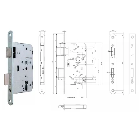 UE ZAMEK DINFIR3 PPOŻ., 72WB, E=65mm, 235x24x3 mm, KWADRAT 9mm, PRAWY Biały