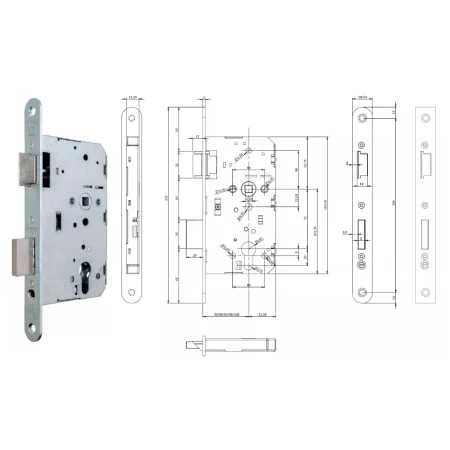 UE ZAMEK DINFIR3 PPOŻ., 72WB, E=65mm, 235x24x3 mm, KWADRAT 9mm, LEWY Biały