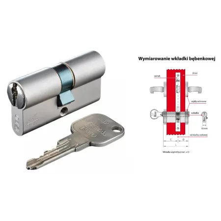 ISEO WKŁADKA BĘBENKOWA CSF F9 BASIC DWUSTRONNA 30x65, 3 KLUCZE Nikiel matowy