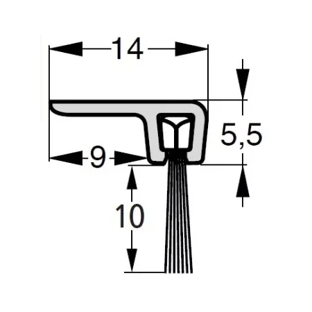 UE USZCZELKA SZCZOTKOWA F2-10 ALUMINIUM 1m 