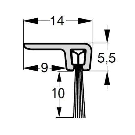 UE USZCZELKA SZCZOTKOWA F2-10 ALUMINIUM 3m 