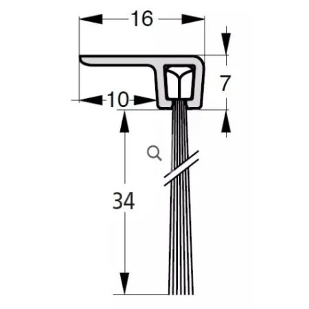 UE USZCZELKA SZCZOTKOWA F3-34 ALUMINIUM 1m 