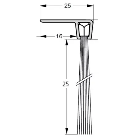 UE USZCZELKA SZCZOTKOWA F5-25 ALUMINIUM 3m 