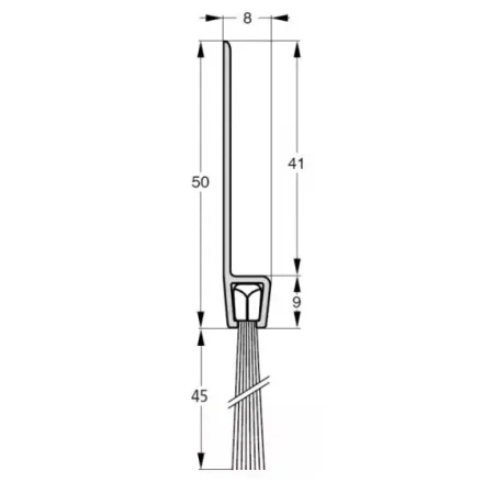 UE USZCZELKA SZCZOTKOWA G5-45 ALUMINIUM 1m 