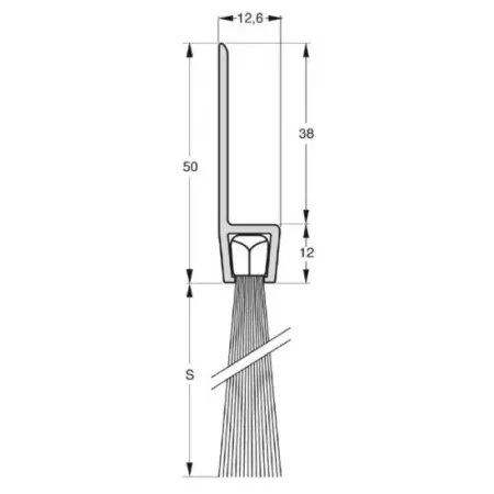 UE USZCZELKA SZCZOTKOWA H8-40 ALUMINIUM 1m 