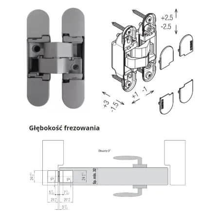 Koblenz ZAWIAS WPUSZCZANY K1060 Chrom matowy