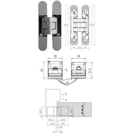 Koblenz ZAWIAS WPUSZCZANY KARAKTER K8120 [120KG] 20szt. Chrom matowy