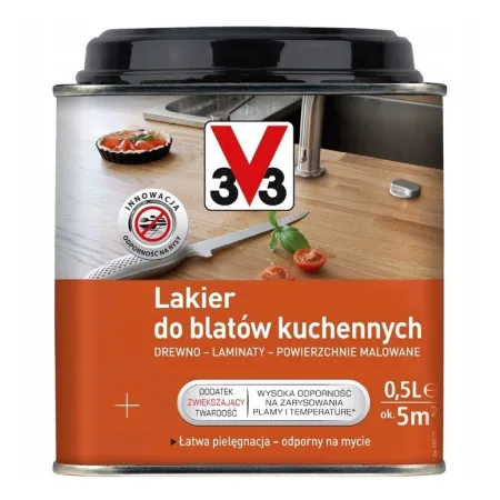 V33 Lakier do blatów kuchennych 0,5L Bezbarwny