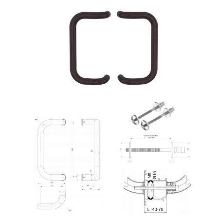 Wala  Pochwyt obustronny M2 aluminiowy fi 30 mm, x = 300 mm BRĄZOWY 8019