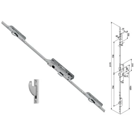 FUHR Zasuwnica drzwiowa 855GL 16/35/92/8 sterowana wkładką – haki Ocynk srebrny