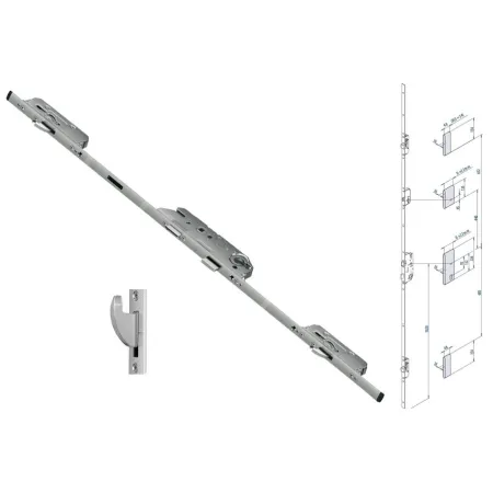 FUHR Zasuwnica drzwiowa 855GL U24/35/92/8 sterowana wkładką haki 1790 mm Stal szlachetna