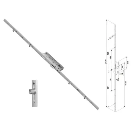 FUHR Zasuwnica drzwiowa 856 16/35/92/8 sterowana klamką – ślizgi Ocynk srebrny
